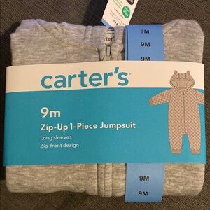 Brand New Carter's Gray Zip-Up Jumpsuit 9M